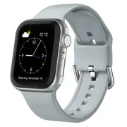 For Apple Watch Series 5,40-mm Case,Pin Buckle Silicone Watch Band,Light Grey
