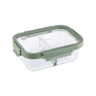 【CorelleBrands 康寧餐具】文青款 分隔長方形全可拆玻璃保鮮盒990ml