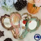 Retro Handle Mirror Handheld Mirror Oval Photo Taking Baroque Gold Mirror