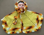 Vintage HAND MADE Crochet Pot Pan Holders w/ Baby Doll Face