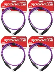 4 Rockville RCXMB3-P Purple 3' Male REAN XLR to 1/4'' TRS Balanced Cables
