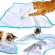 Sheer Fun For Cats, Interactive cat Toy, Made in USA, Stimulate Hunting Instincts for Your cat, Versatile, Quiet, Crinkle Edges, Cats, Kittens, playmat, Bed, Hide and Seek, Blue and White, 32"x18"