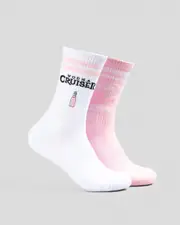 [FOOT-IES] FOOT-IES Men's Vodka Cruiser Lush Embroidery Sneaker Socks 2 Pack in Light Pink/White One Size Light Pink/White