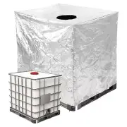 IBC Tote Cover, 47"L x 39"W x 45"H WaterProof Protective Hood 275 Gallon, Silver