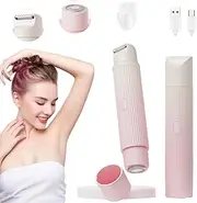 2 in 1 Electric Shaver Women Dual Head Bikini Trimmer Body Razor Waterproof Cordless Rechargeable for Face/Legs/Intimate Area Lady Grooming Kit Nose/Beard Clippers Flawless Skin Sensitive/Dry/Wet Use