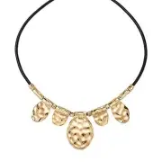 AVON Modern Metals Statement Necklace "Goldtone" Black Cord w/3" Extender NEW!!!