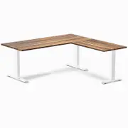 Desky Fixed Height Pheasantwood Hardwood L-Shape Office Desk 1800x1750mm White Frame