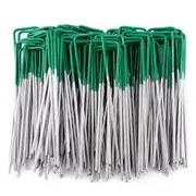 100x Artificial Grass Pins Turf Peg Synthetic Staple Fake Weedmat Lawn Pad U Peg