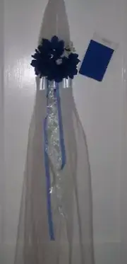 Blue Pew Decoration White Tulle Wedding Shower Event Party Church Decor