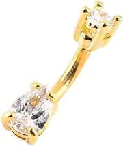 [Lovisa] Gold Plated Titanium Pear Diamante Small Belly Bar | Premium PVD Gold-Plating | Hypoallergenic | On Trend Designs