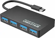 OUGCYG USB Hub 3.0, USB Splitter 4 Port Ultra Slim with 5Gbps Data Transfer, Extender for Mouse, Keyboard, Flash Drive, U Disk, Printer, Compatible with Laptop, Desktop PC, and More (USB-C)