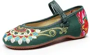 [DILINBAO] Women's Retro Ethnic Style Ankle Strap Shoes Round Toe Low Heel Comfort Mary Jane Dance Shoes Cheongsam Walk Show Yoga Ballet Shoes