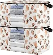 sanluoli 90L 2 Pack Under Bed Shoe Storage Organizer with Reinforced Handles, clear window Folding Closet Organizer