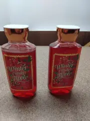 TWO Bath & Body Works WINTER CANDY APPLE Hair Face Body Wash Shower Gel 10oz