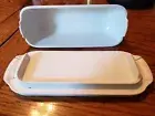 Butter Dish, Beige Wheat Straw Butter Container Holds with Lid for Counter