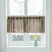 FaceYee Short Small Curtains Dust-Proof Partition Valance Half Curtain for Kitchen Bay Window Rod Pocket Printing 2 Panels(W24XL36in,60X90cm) Color:Green