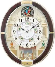 Seiko Clock Radio Wave Analog Karakuri Dark Brown Marble Pattern 18.3 x 15.2 x 4.0 inches (465 x 384 x 101 mm) RE581B