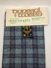 Donegal Tweed 100% New Wool Skirt Length Fabric Plaid 80cm x 147cm Ireland NWT