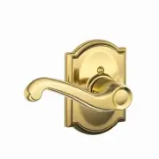Flair Left Handed Lever with Camelot Trim Non-Turning Lock, Bright Brass...