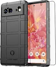 Asuwish Phone Case for Google Pixel 6 with Tempered Glass Screen Protector Cover and Slim Thin Hard Mobile Film Rugged TPU Protection Cell Accessories Protective Pixel6 Pixle Six Women Men Black
