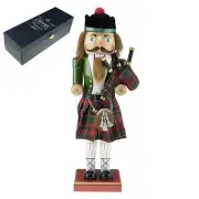 Clever Creations Platinum Scottish Bagpiper 14 Inch Traditional Wooden Nutcra...