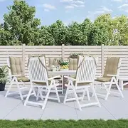 Highback Chair Cushions Dining Outdoor, Beige Patio Cushion with Seat Pads for Kitchen Chairs - 6 pcs Oxford Fabric Set