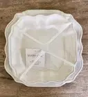 SHABBY CHIC White & Tan Scallop Melamine Plates DINNER & SALAD 8pc Set NEW NWT