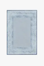120' x 185' | Machine Washable Runner Rug | Kid & Pet Friendly | Indoor Rug | Maral Border Blue Tufted Rug | Ruggable