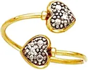 [JewelryWeb] 14k Two Tone Gold Diamond Double Love Hearts toe ring-toe ring for Women
