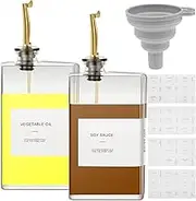 2/4 Pack 500ml Olive Oil Dispenser Rectangular Olive Oil Dispenser Glass Bottle Rectangular Oil and Vinegar Dispenser Set Cooking Oil Dispenser Well Sealed Container for Kitchen (4)