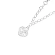 Sterling Silver Filigree Heart Charm Bracelet