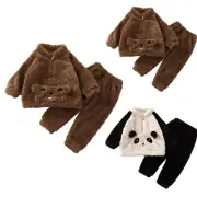 Infant Newborn Baby Boys Girls Cute Bear Bunny Flannel Homewear Panda Cartoon