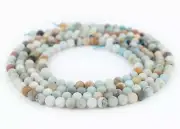 Matte Spherical Amazonite Stone Beads 6mm Multicolor Round Gemstone