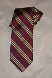 Brooks Brothers Maroon Gold Repp Tie Italian Fabric Made In USA 100% Silk