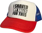 [FUNNY TRUCKER HATS] I Shaved My Balls for This Trucker Hat for Men or Women, Vintage Fit with Funny Novelty Graphic, Custom Mesh Cap…