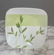 Corelle Rivage Green Leaf White Square Dinner Plate 9"