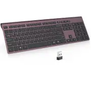 Rechargeable Silent 2.4G Wireless Keyboard, Full Size with Numeric Keypad for...