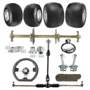 810mm Go Kart Rear Axle Kit 5" Wheels Front Steering Drift Trike ATV Buggy Bike