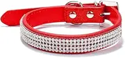 Puppy Concepts Gloss Bling Rhinestone Dog Collar Pet Cat Sparkle Gloss Glitter Faux Leather PU (Red S)