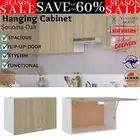 Kitchen Hanging Cabinet Wall Mounted Cupboard With Flip Up Door Wooden Storage