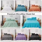 Luxury 4PCS Bed Sheet Set Flat Fitted Sheets Pillowcases S/KS/Double/Queen/King