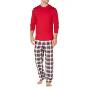 Family PJs Men's Stewart Plaid Pajama Set 100% Cotton XXL NWT $40 Henley Red