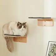 LIORCE 2 Set Cat Wall Steps - Wooden Cat Climbing Shelf for Wall - Cats Wall Stairs with Scratching Mat - Wall Mounted Cats Furniture for Jumping, Playing, and Lounging