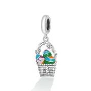 Sterling Silver Easter Egg Basket Hypoallergenic Dangle Charm