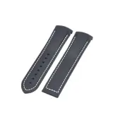 22mm Black Rubber Watch Strap For Omega Seamaster Planet Ocean 600M