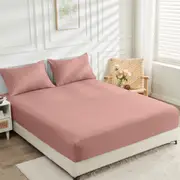2000TC Cooling Bamboo Fitted Sheet Pillowcases Set LINENOVA(King Single,Dusty pink)