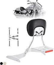 Kinglemc Powersports Sissy Bar with Backrest Luggage Rack for Suzuki Boulevard M109 R with Docking Hardware(Silver,Non-Studded)