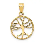 14K Gold Polished Small Tree of Life in Round Pendant K5277