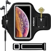 Armband for iPhone 16/16 Pro/15/15 Pro/14/14 Pro/13/13 Pro/12/12 Pro/11/XR,Sweatproof Running Exercise Bag with Card Slot for iPhone 16,15,14,13,12,11,iPhone XR(Black)