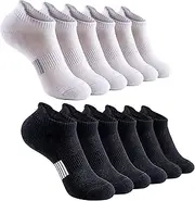 [KEYRI] 6 Pairs Running Socks for Women and Men, Trainer Socks Athletic Socks Breathable Cotton Sports Socks Cushioned Ankle Socks Low Cut Nonslip Fitness Outdoor, One Size